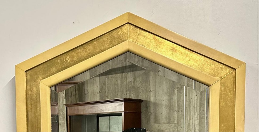 Mid-Century Modern Giltwood Wall / Console / Pier Mirror, Parchment, Italian - 11