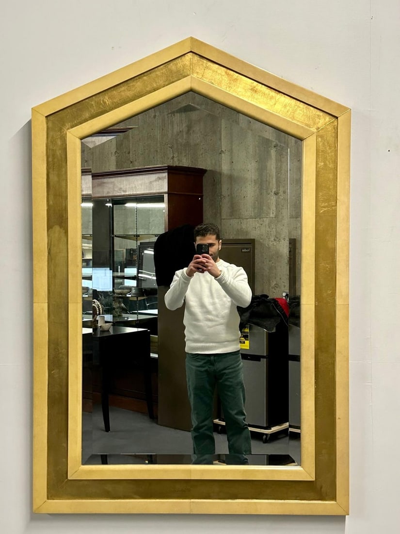 Mid-Century Modern Giltwood Wall / Console / Pier Mirror, Parchment, Italian - 4