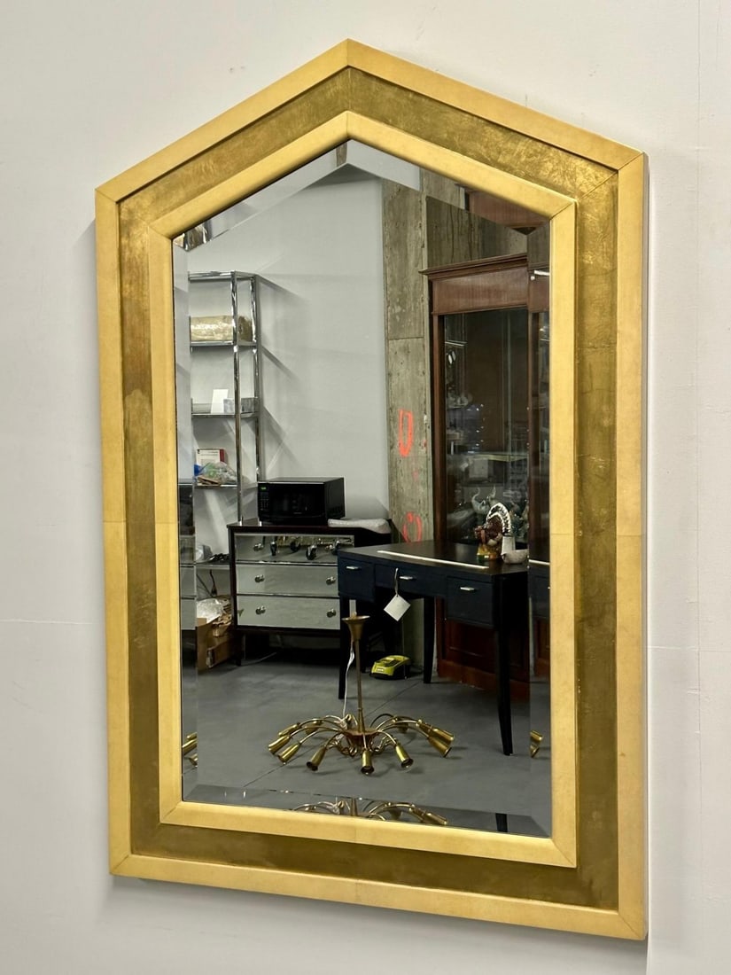 Mid-Century Modern Giltwood Wall / Console / Pier Mirror, Parchment, Italian - 5