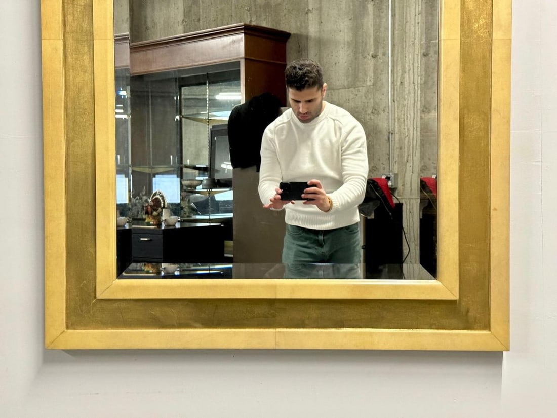 Mid-Century Modern Giltwood Wall / Console / Pier Mirror, Parchment, Italian - 7