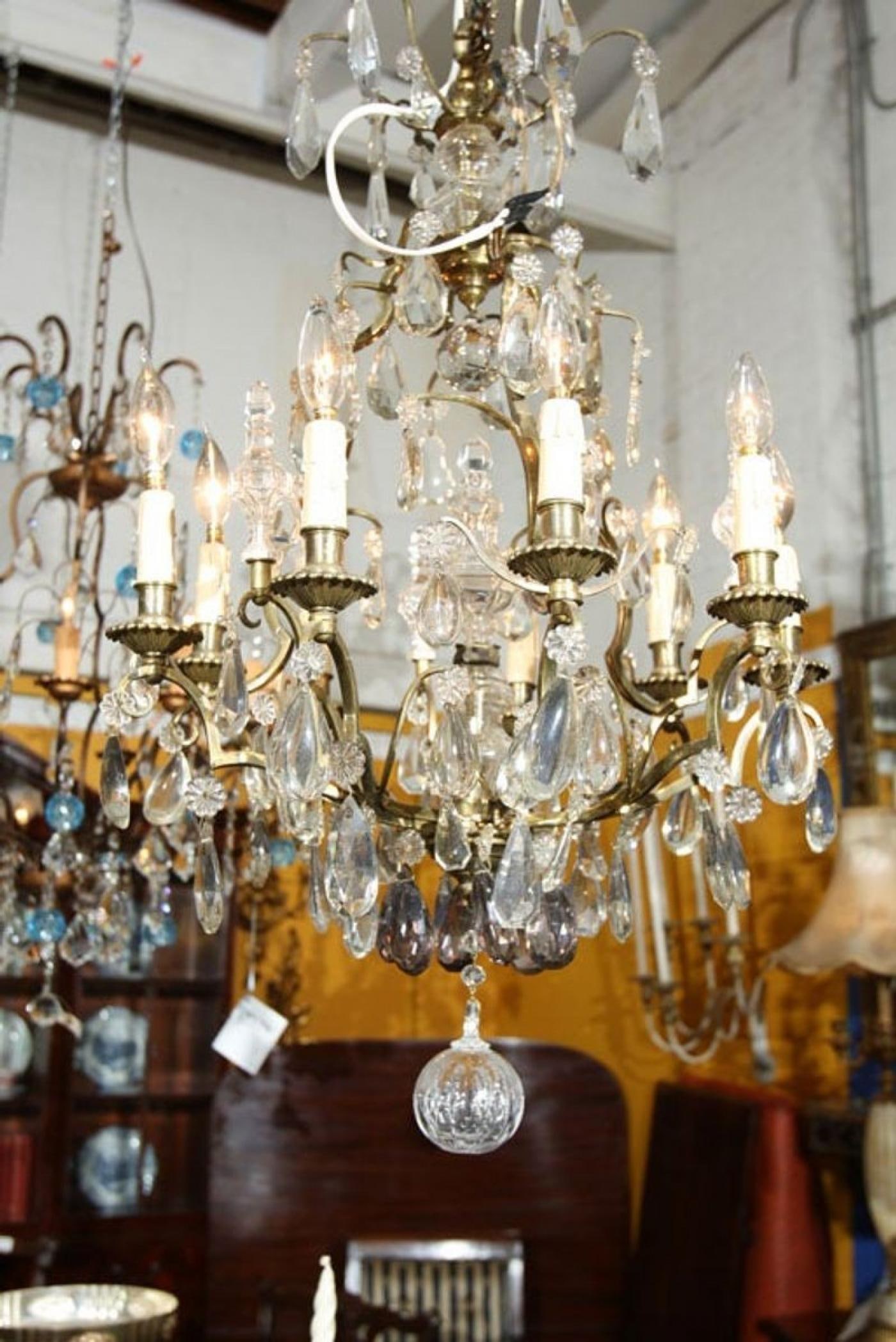 Bronze and Crystal Chandelier - 4