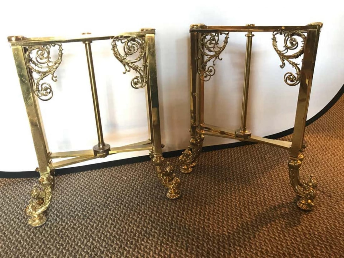 Pair of Fine Bronze Based End Tables with Glass Tops - 3