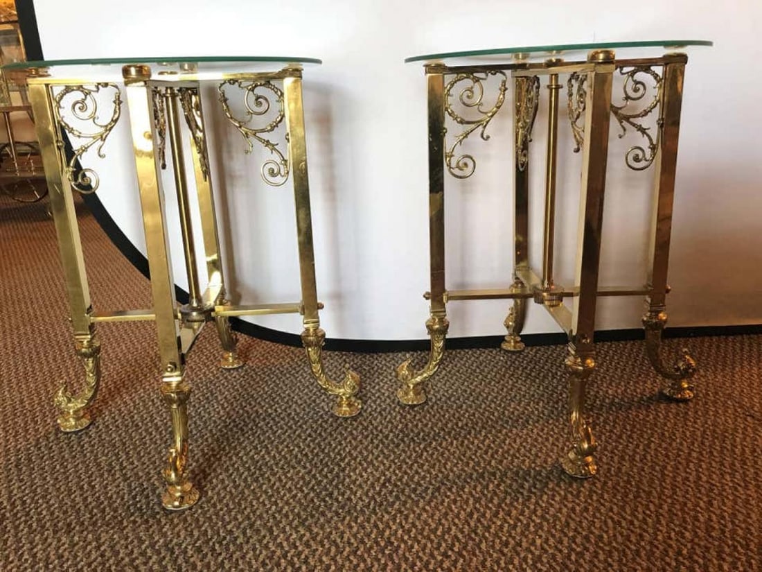 Pair of Fine Bronze Based End Tables with Glass Tops - 5