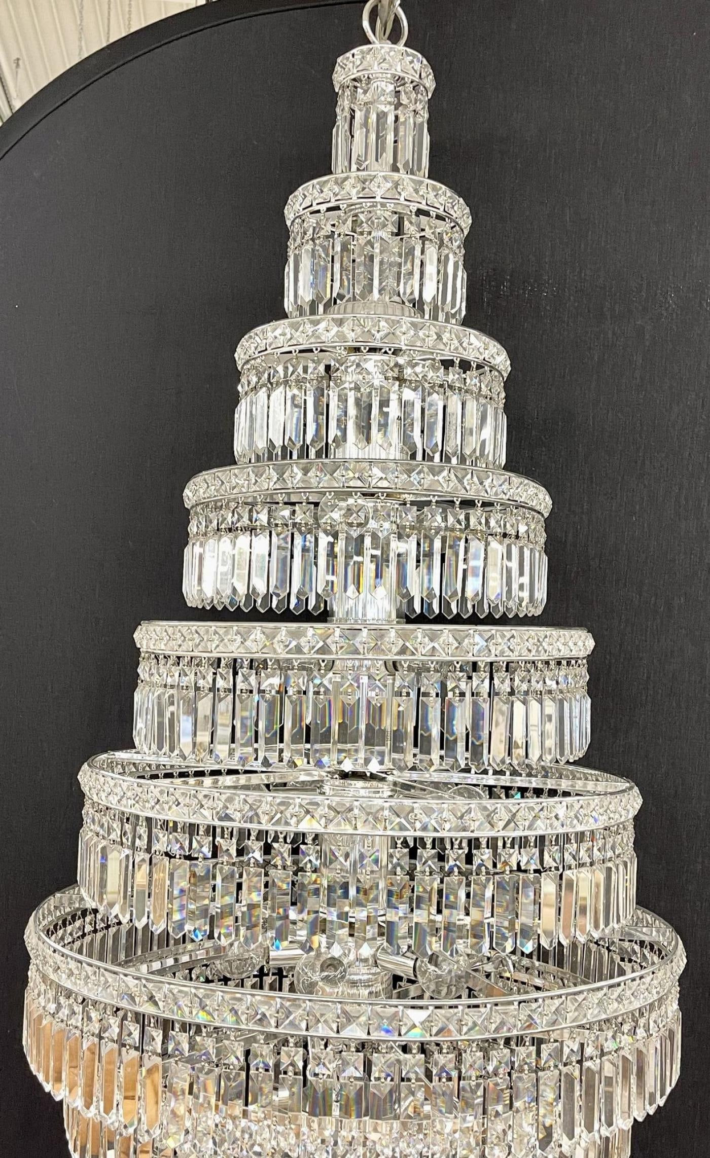13 Tier Wedding Cake Chandelier. Crystal Prisms. 1970s - 7