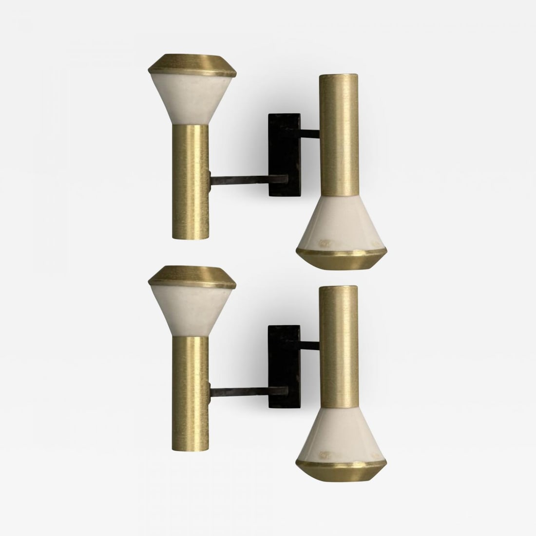 Stilux, Italian Mid-Century Modern, Wall Sconces, Brass, Aluminum, Italy, 1960s - 2