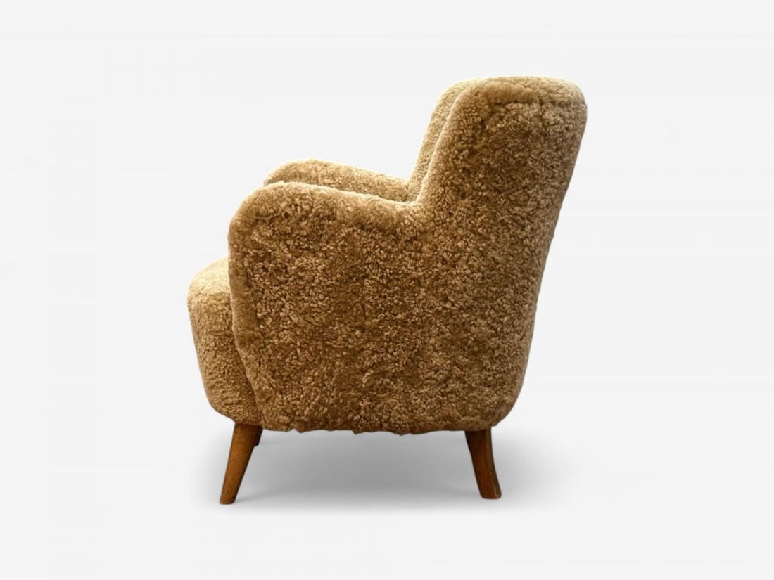Danish Modern, Honey Sheepskin, Beech, Organic Lounge Chairs, Denmark, 1940s - 8