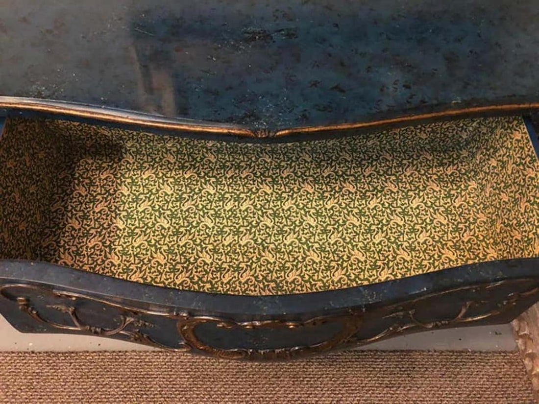 Single Royal Blue and Parcel-Gilt Decorated Bombay Commode or Chest - 5