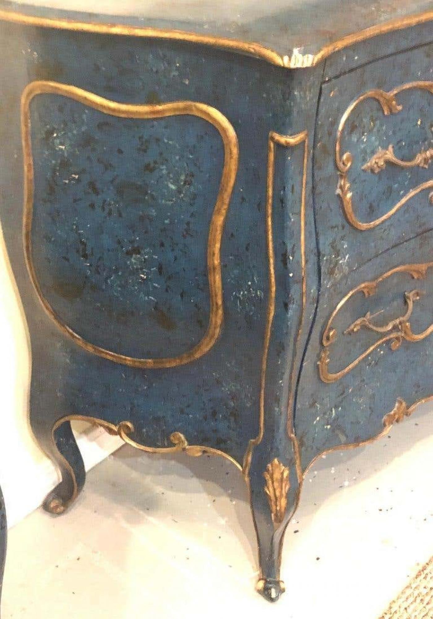Single Royal Blue and Parcel-Gilt Decorated Bombay Commode or Chest - 6