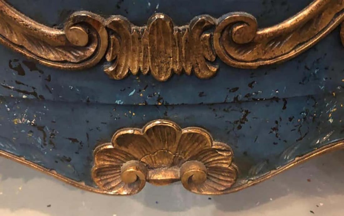 Single Royal Blue and Parcel-Gilt Decorated Bombay Commode or Chest - 7