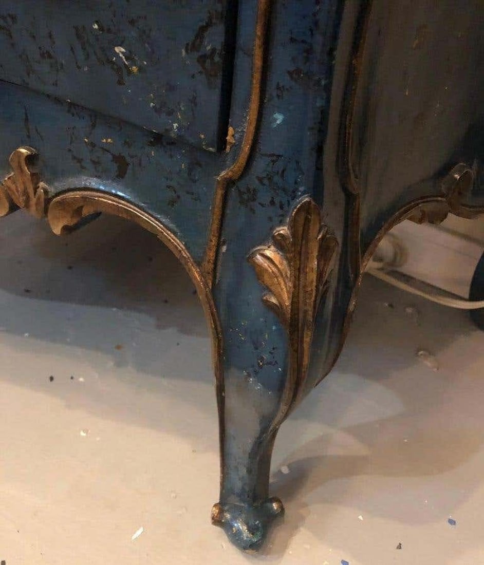 Single Royal Blue and Parcel-Gilt Decorated Bombay Commode or Chest - 8