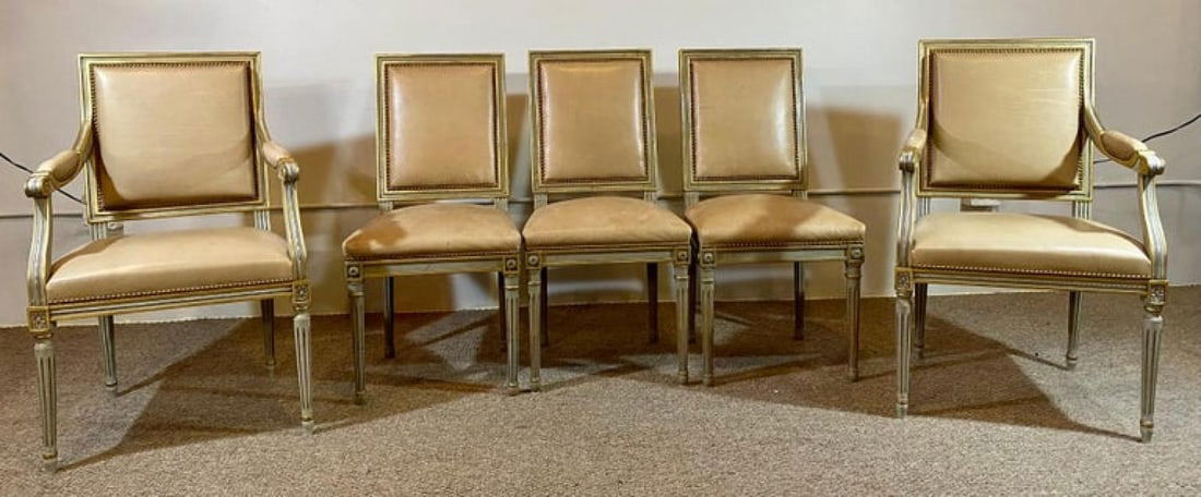 Set of Louis XVI Style Philippe Coudray Ateliers Dining or Conference Chairs - 12