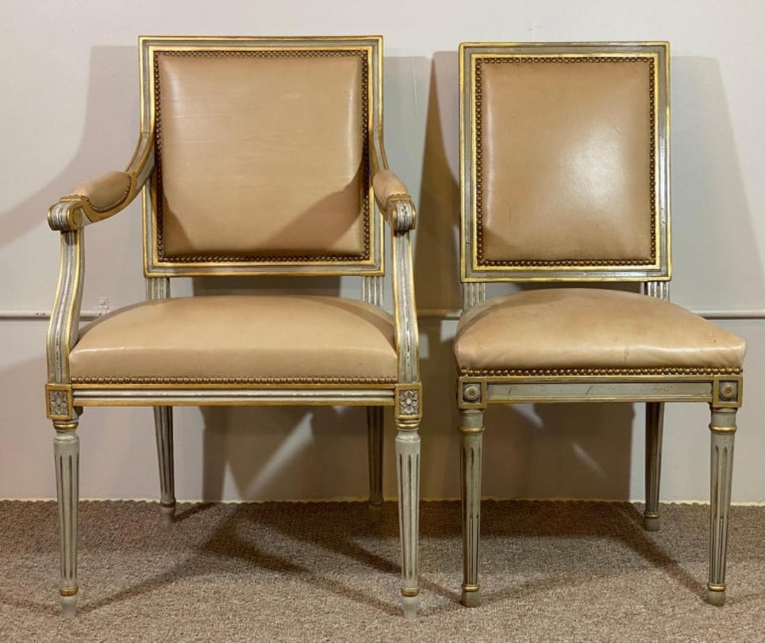 Set of Louis XVI Style Philippe Coudray Ateliers Dining or Conference Chairs - 8