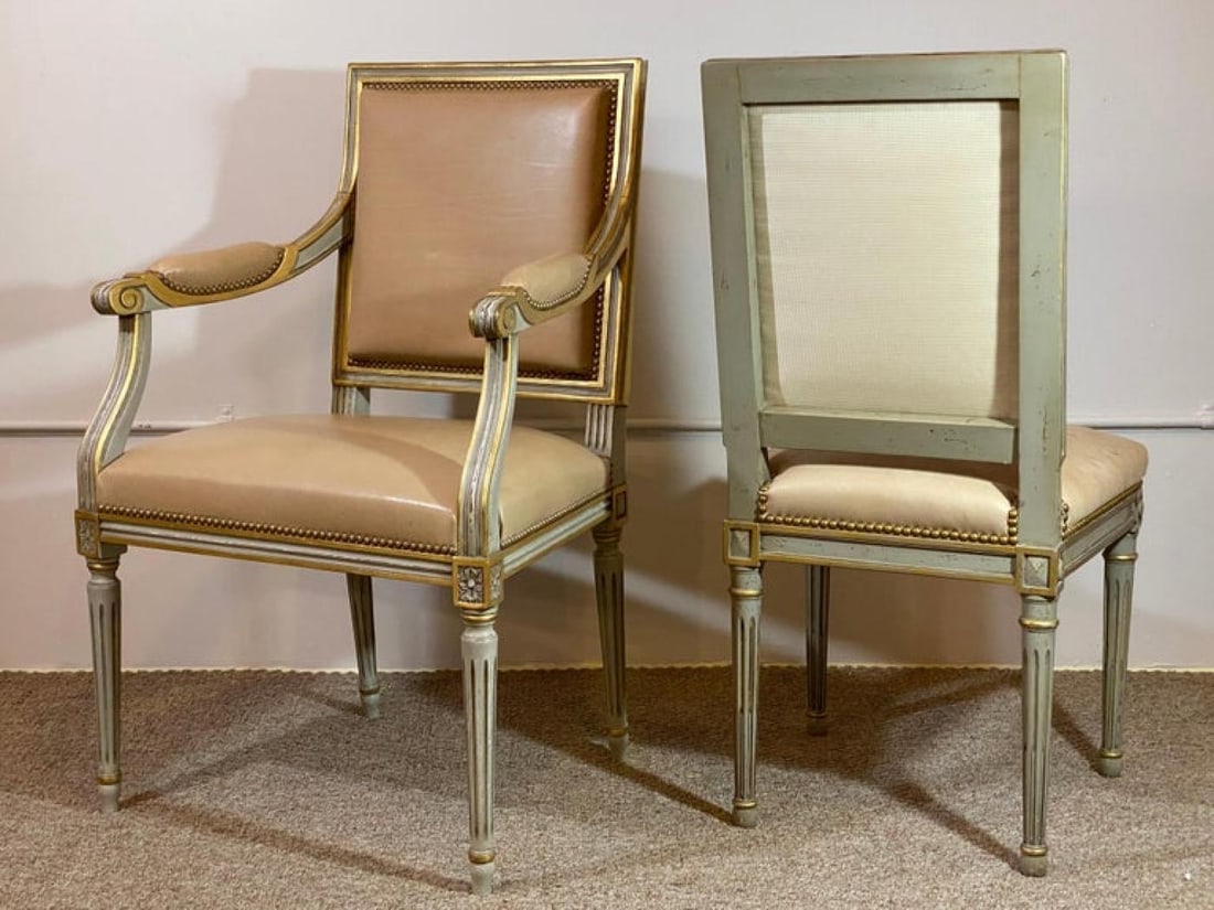 Set of Louis XVI Style Philippe Coudray Ateliers Dining or Conference Chairs - 9