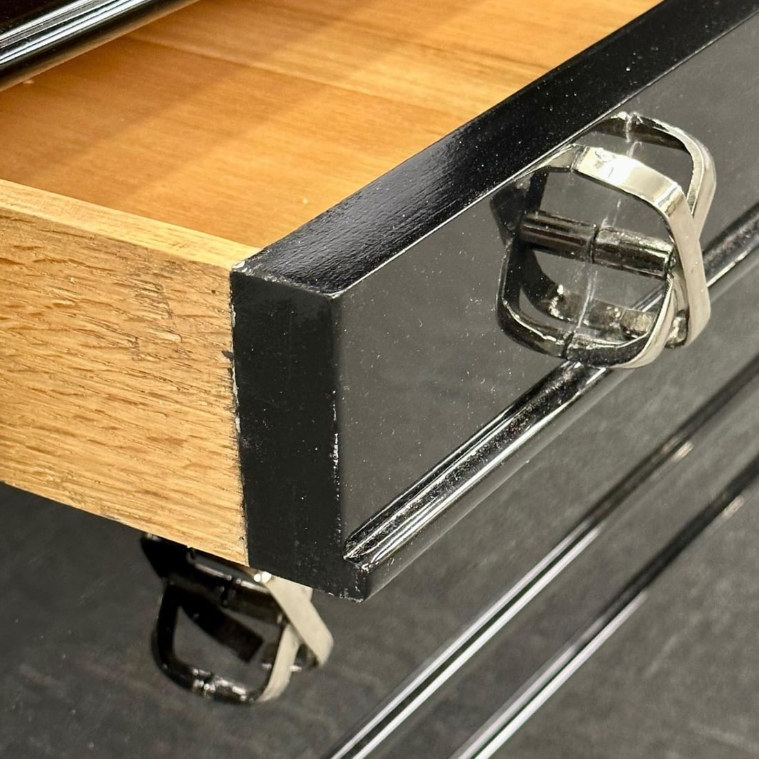 Pair Mid-Century Modern Commodes / Nightstands, Paul Frankl Style, Ebony Lacquer - 10