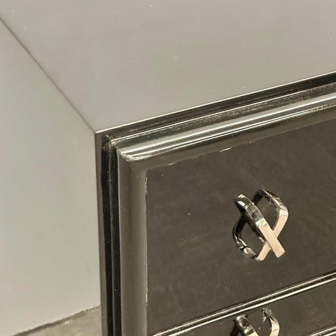 Pair Mid-Century Modern Commodes / Nightstands, Paul Frankl Style, Ebony Lacquer - 12