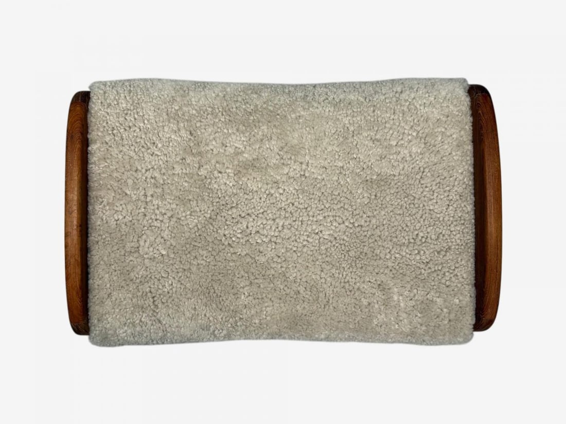 Danish Mid-Century Modern, Shearling Stool, Beige Sheepskin, Denmark, 1970s - 6