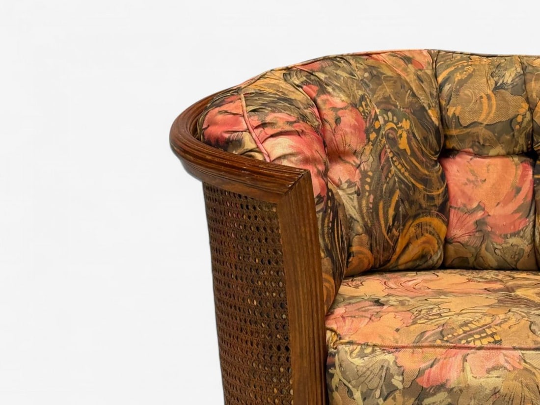 Traditional, Cane, Walnut, Barrel Back Armchair, USA, 1980s - 6