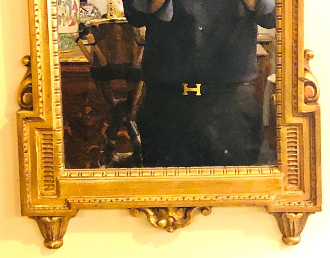 Gilt Carved Wall, Console or Table Mirror with High Open Fleur-de-Lis Pediment - 9