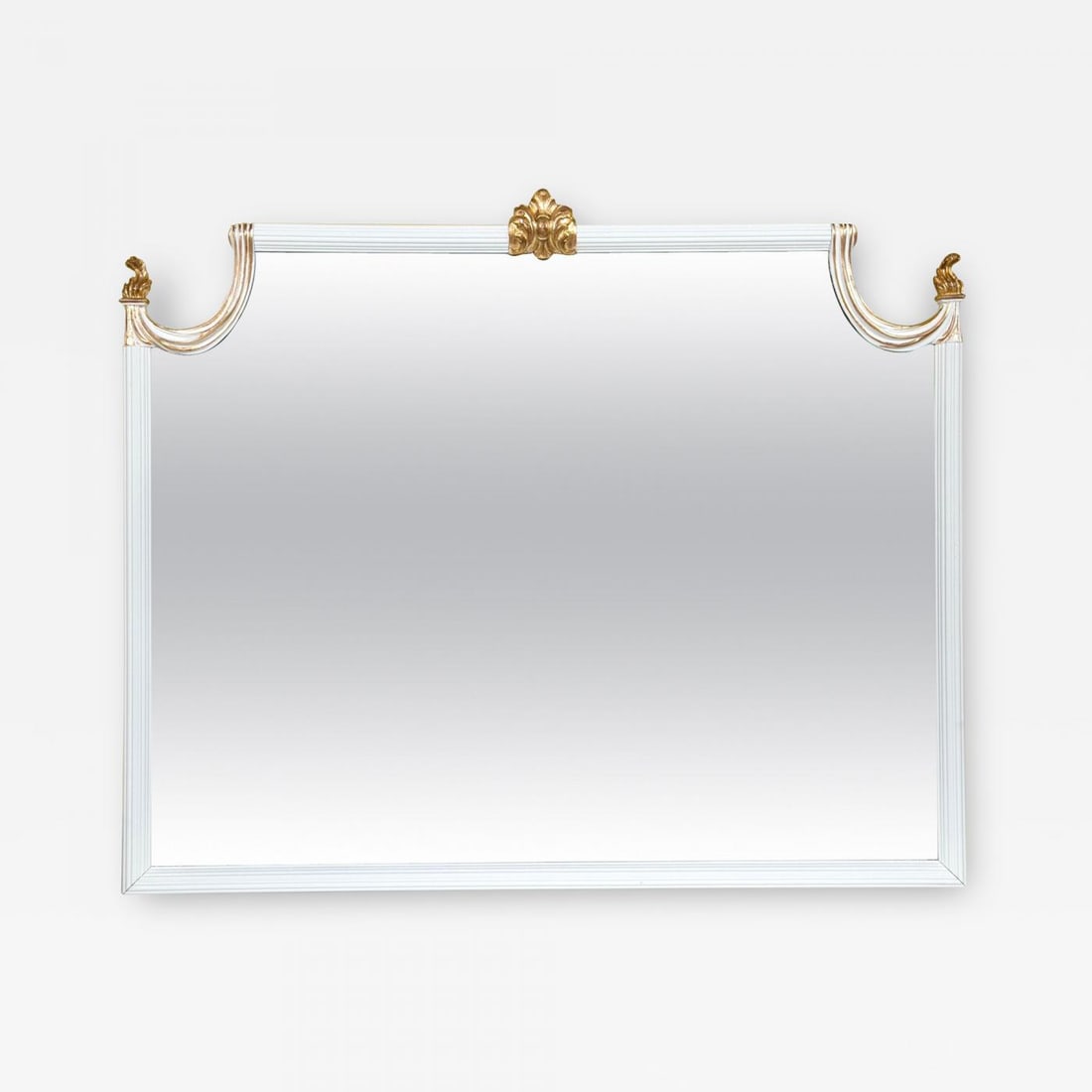 Hollywood Regency White Lacquered Giltwood Wall Console Mirror Paint Decorated (1 of 7)