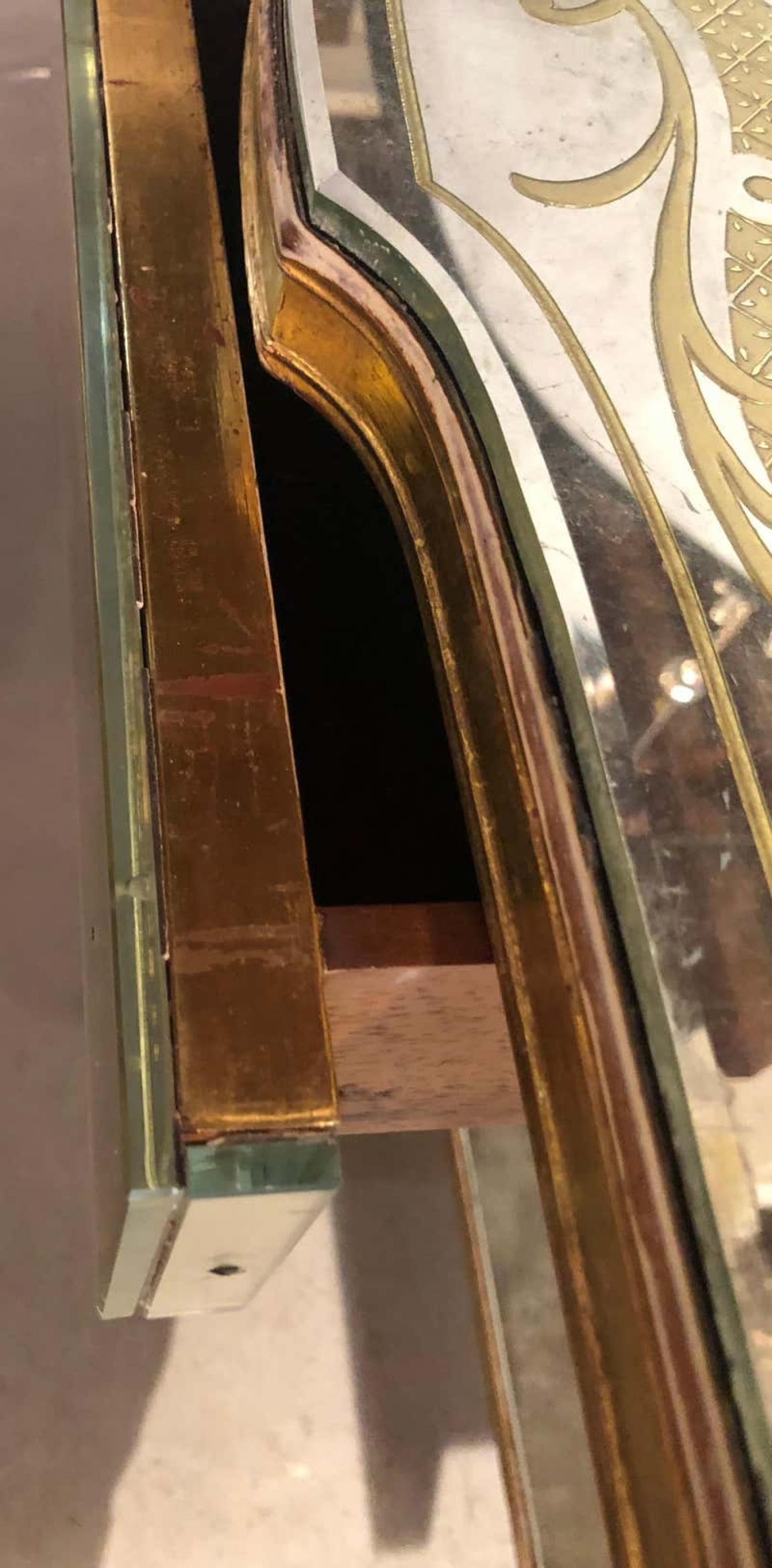 Jansen Fine Eglomise Double Drawer Etched Mirror and Silver Leaf Vanity Desk - 11