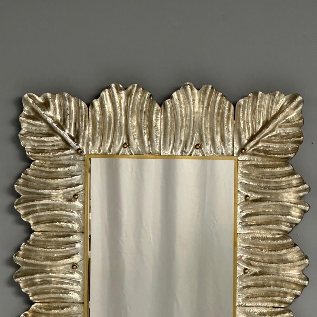 Contemporary, Leaf Motif, Murano Glass, Silver Gilt, Wall Mirrors, Italy, 21st C - 9