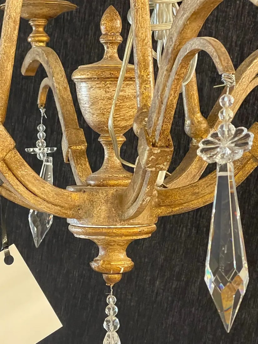 Italian Gilt Metal and Crystal Chandelier with Glass Shades - 12