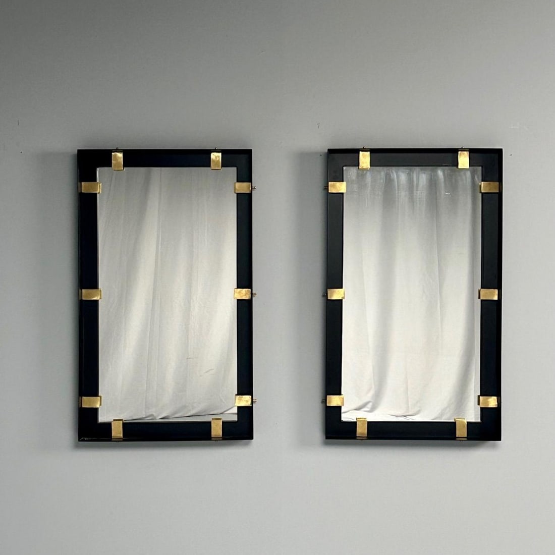 Contemporary, Industrial Modern Rectangular Wall Mirrors, Steel, Brass, 2020s - 4