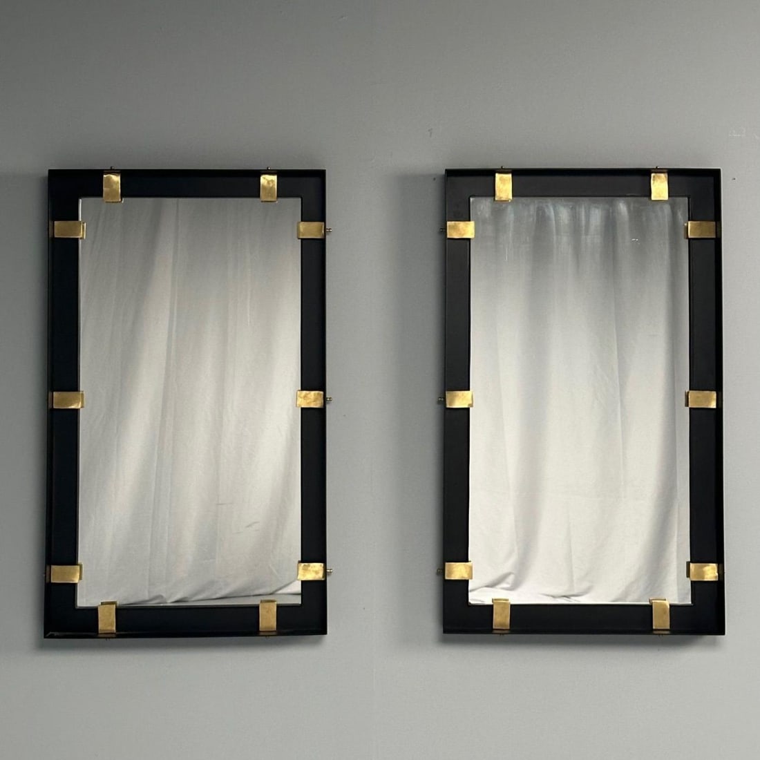 Contemporary, Industrial Modern Rectangular Wall Mirrors, Steel, Brass, 2020s - 5