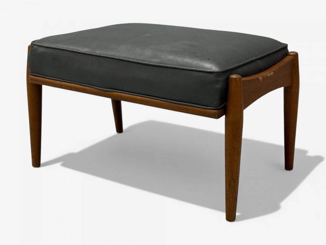 Danish Modern, Gray Leatherette, Walnut, Footstool, Denmark, 1950s - 5