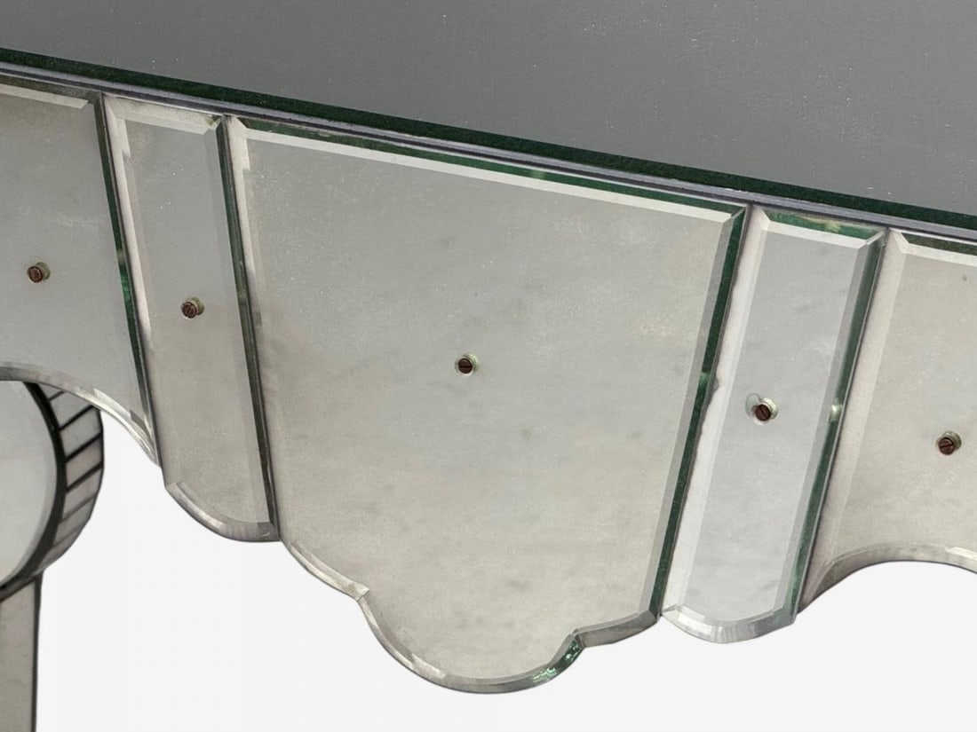 French Art Deco Style, Antique Glass, Painted Wood, Mirrored Console Tables - 11