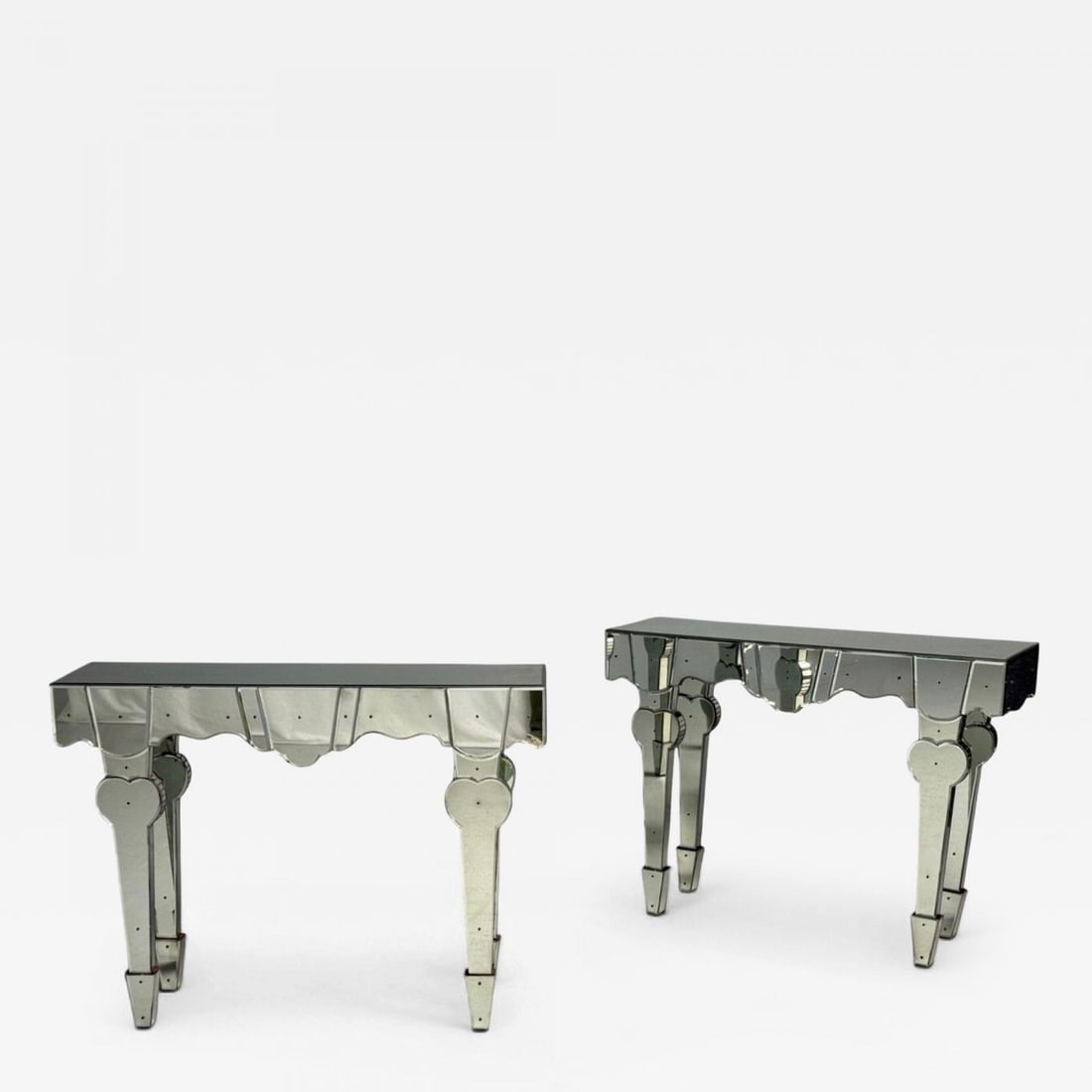 French Art Deco Style, Antique Glass, Painted Wood, Mirrored Console Tables (1 of 12)