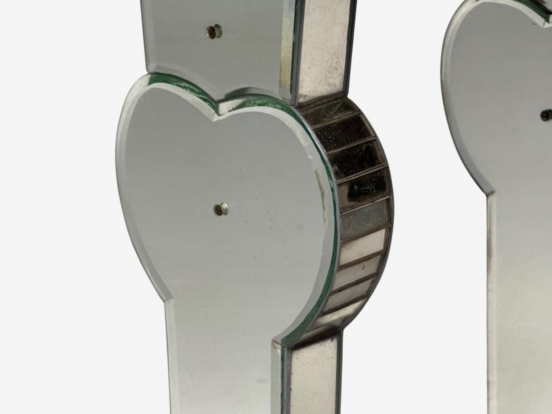 French Art Deco Style, Antique Glass, Painted Wood, Mirrored Console Tables - 6