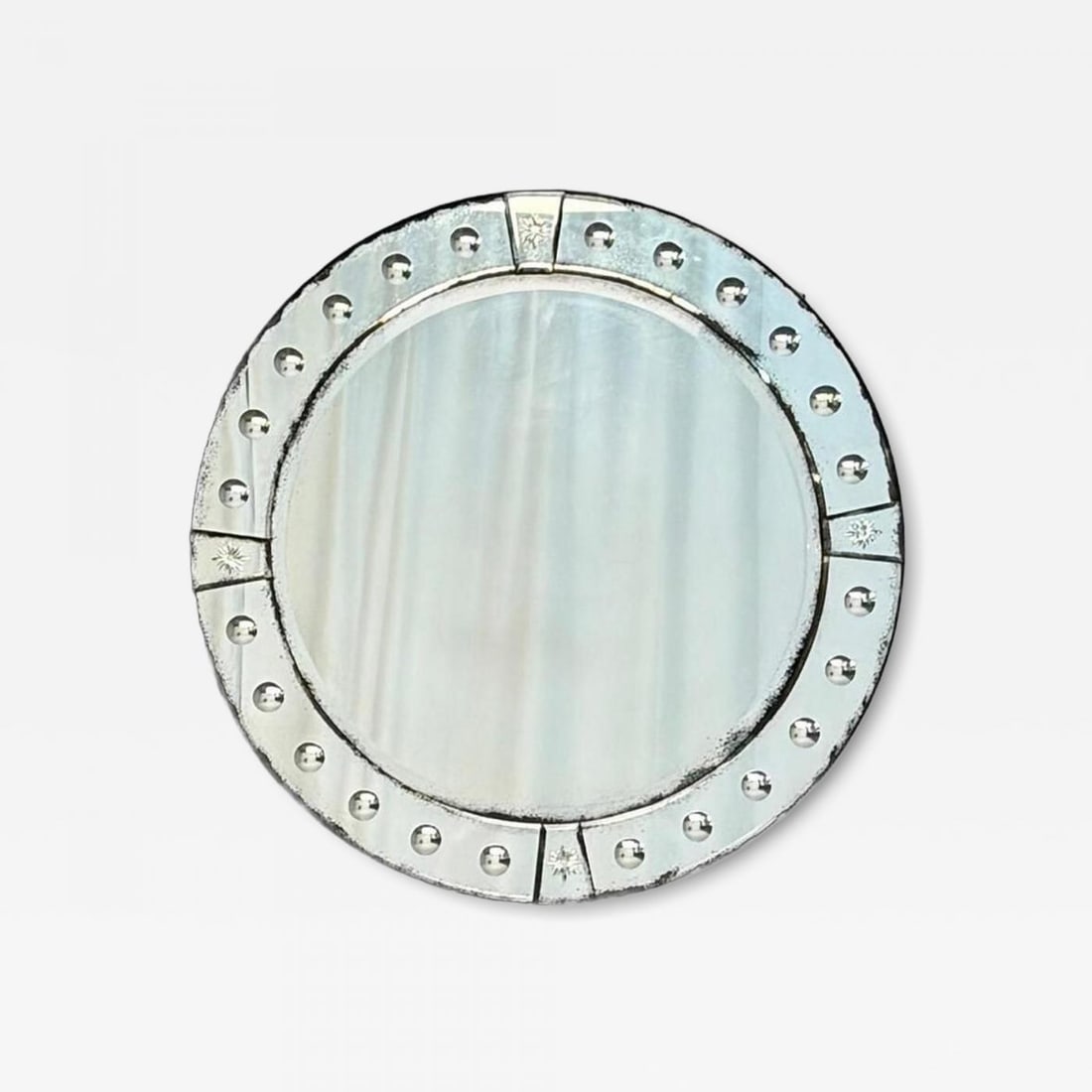 Art Deco Style, Venetian Circular Wall Mirrors, Antiqued Beveled Glass, 21st C. (1 of 8)