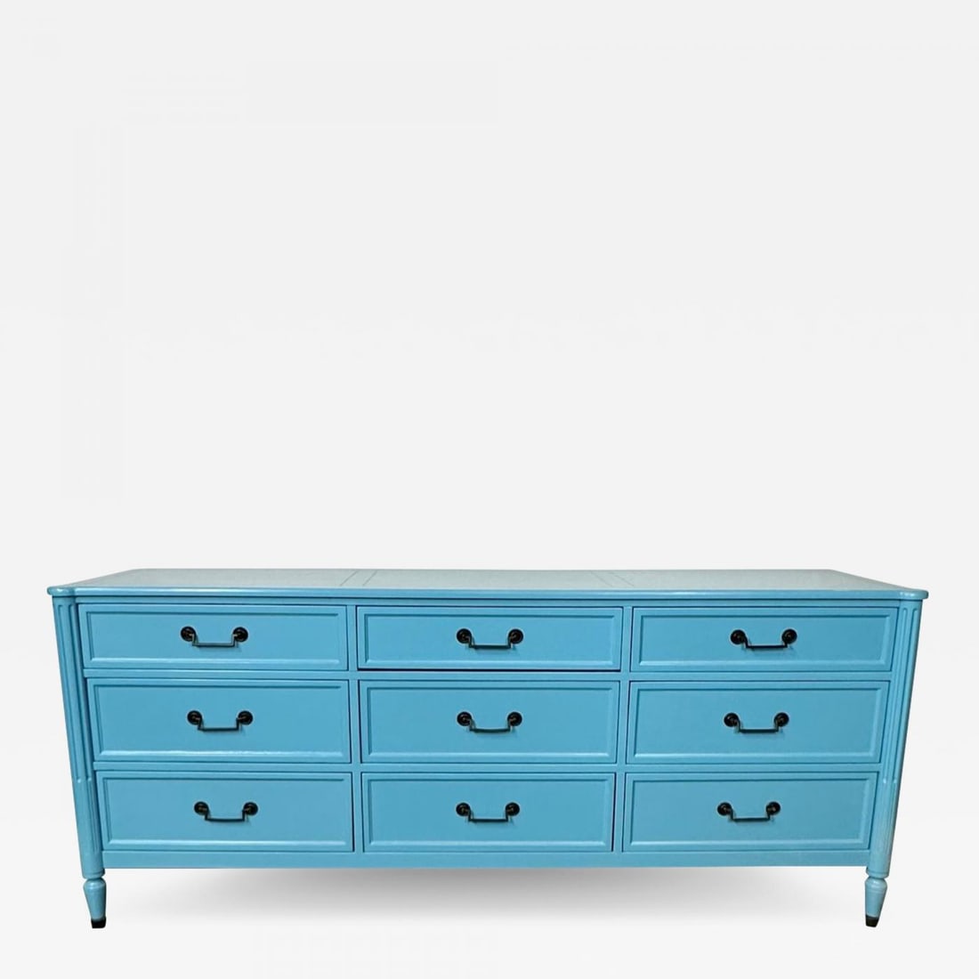 Hollywood Regency Style Dresser / Sideboard, Cerulean Blue Lacquer, Baker (1 of 12)