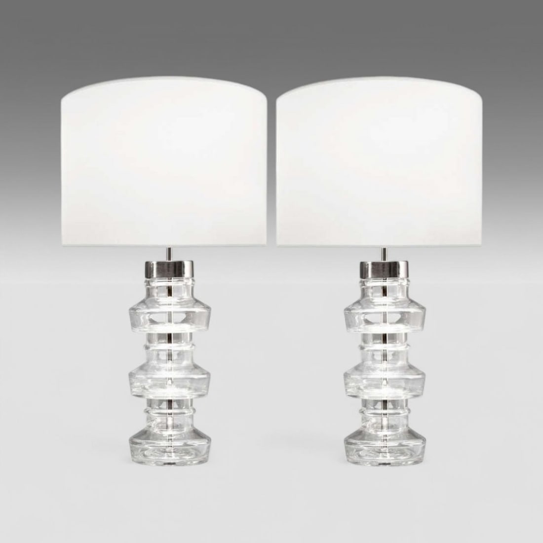 Carl Fagerlund, Swedish Modern, Nickel, Glass, Table Lamps, Sweden, 1980s - 3