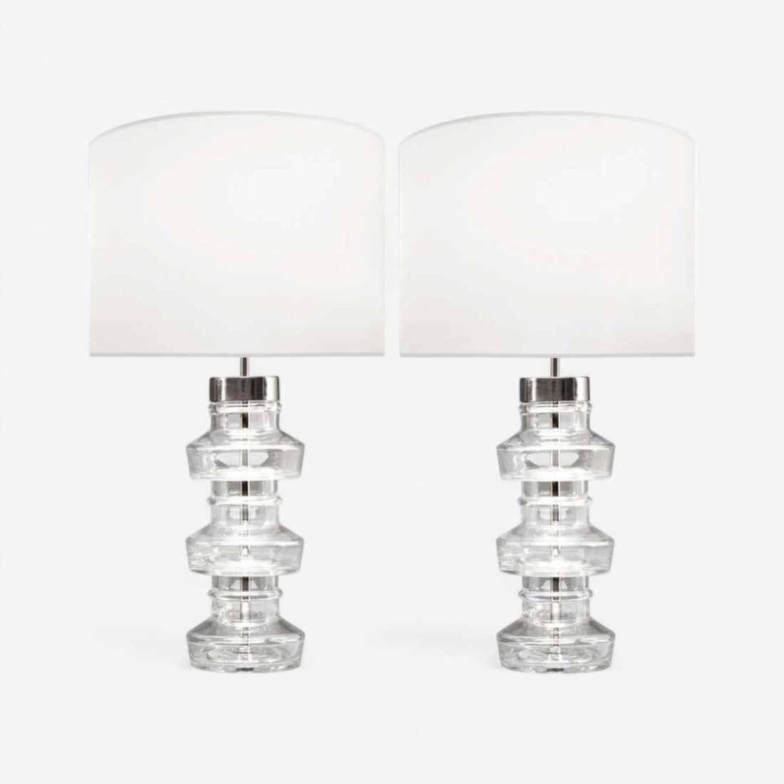 Carl Fagerlund, Swedish Modern, Nickel, Glass, Table Lamps, Sweden, 1980s - 5