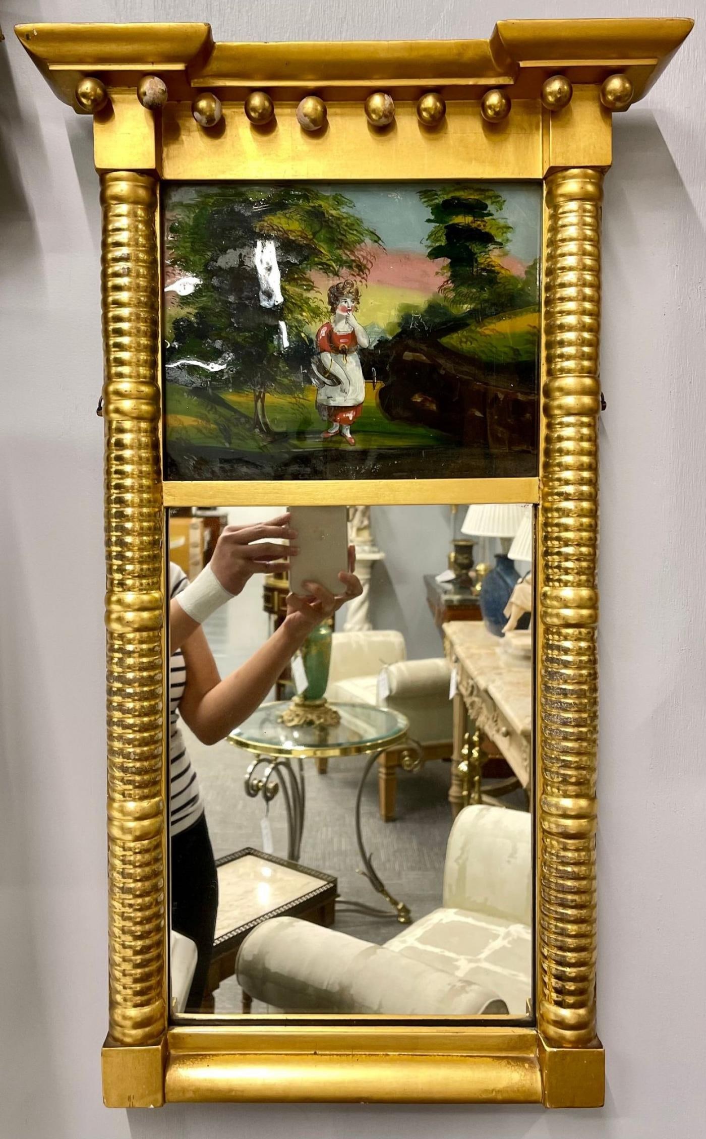 19th Century Federal Eglomise Wall or Table Mirror - 3