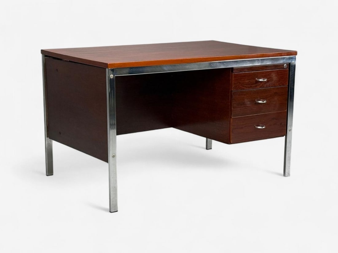 Jean Gillon, Brazilian Modern, Jacaranda, Chrome, Writing Desk, Brazil, 1960s - 11