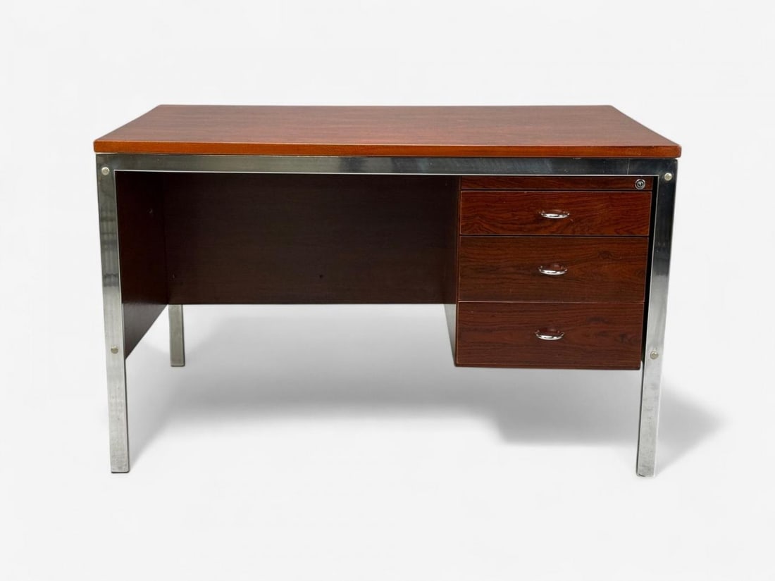 Jean Gillon, Brazilian Modern, Jacaranda, Chrome, Writing Desk, Brazil, 1960s - 3