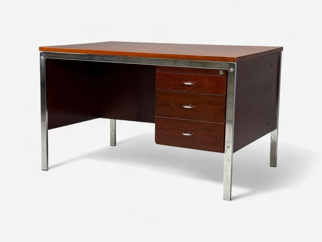 Jean Gillon, Brazilian Modern, Jacaranda, Chrome, Writing Desk, Brazil, 1960s - 4