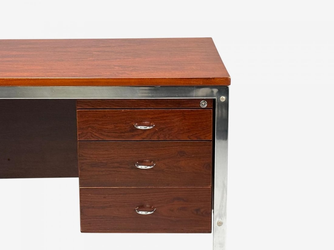 Jean Gillon, Brazilian Modern, Jacaranda, Chrome, Writing Desk, Brazil, 1960s - 5