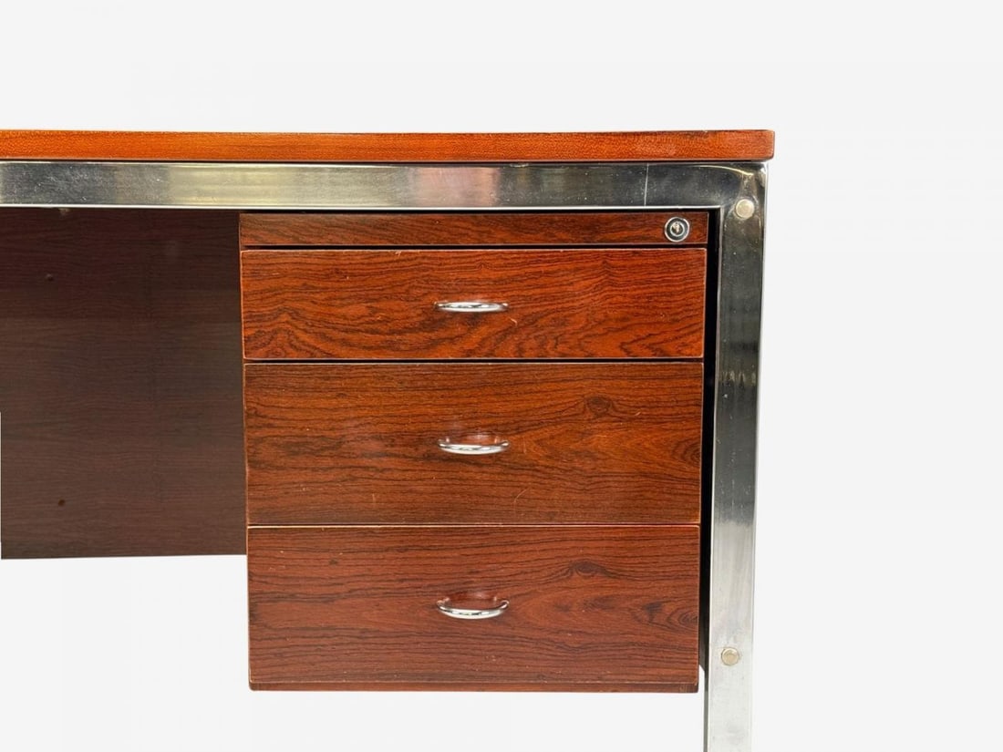 Jean Gillon, Brazilian Modern, Jacaranda, Chrome, Writing Desk, Brazil, 1960s - 7