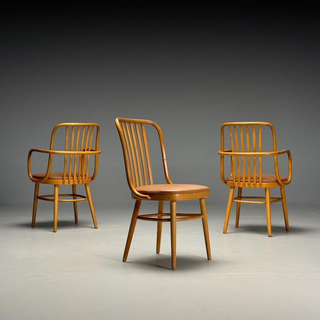 Josef Hoffmann, Ligna, Mid-Century Modern, Bistro Chairs, Czech Republic, 1970s - 4