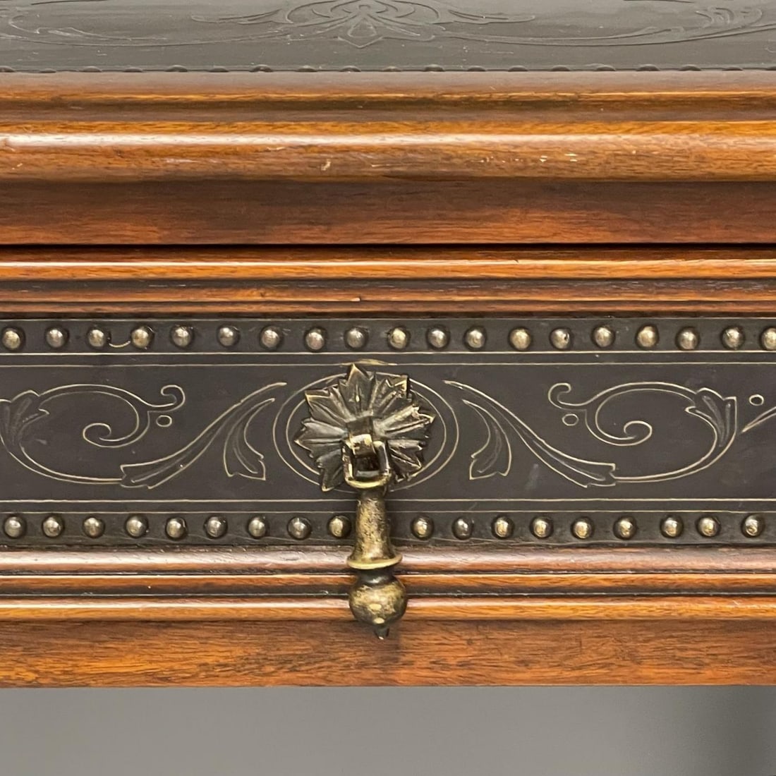 Baroque, Barley Twist Console, Turned Wood, Gray Etched Metal, USA, 2000s - 6