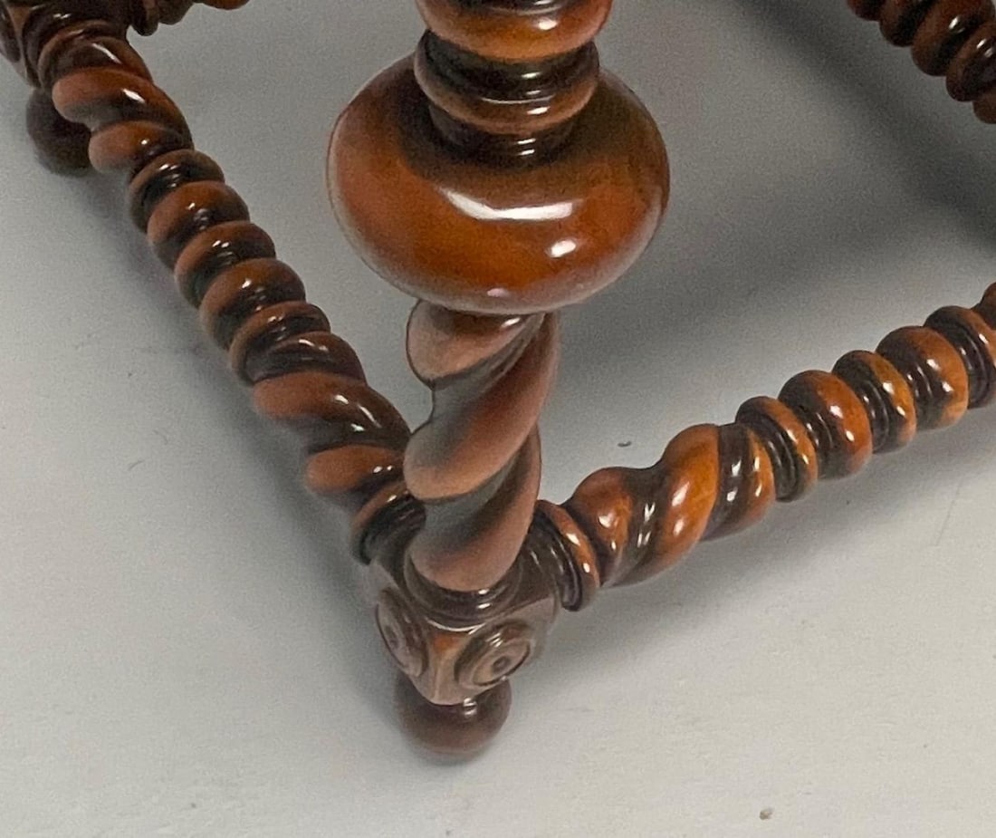 Baroque, Barley Twist Console, Turned Wood, Gray Etched Metal, USA, 2000s - 9