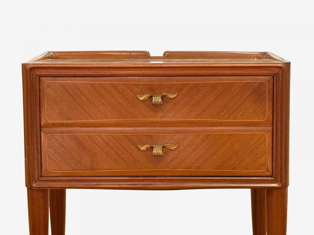 Italian Modern, Stained Wood, Brass, Glass, Nightstands, Italy, 1950s - 6