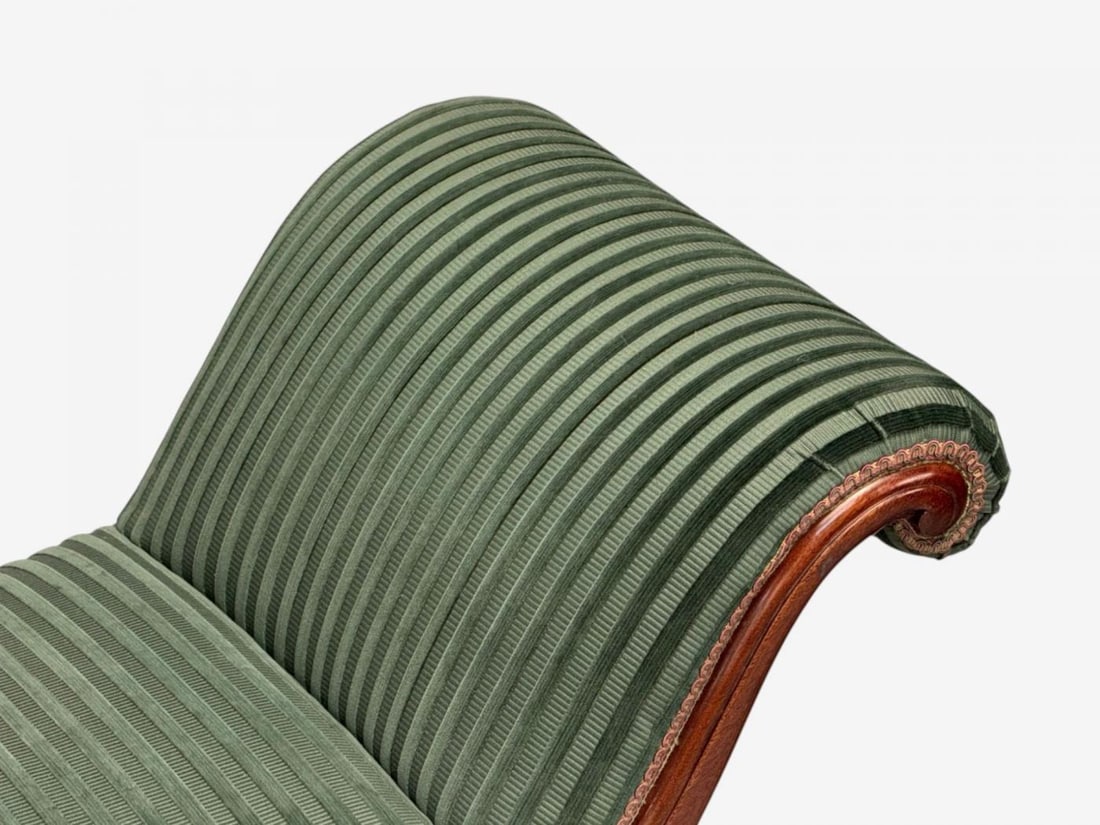 Hollywood Regency Style, Stained Wood, Green Fabric, Benches, USA, 1980s - 11