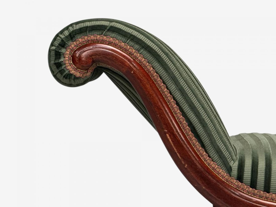 Hollywood Regency Style, Stained Wood, Green Fabric, Benches, USA, 1980s - 9