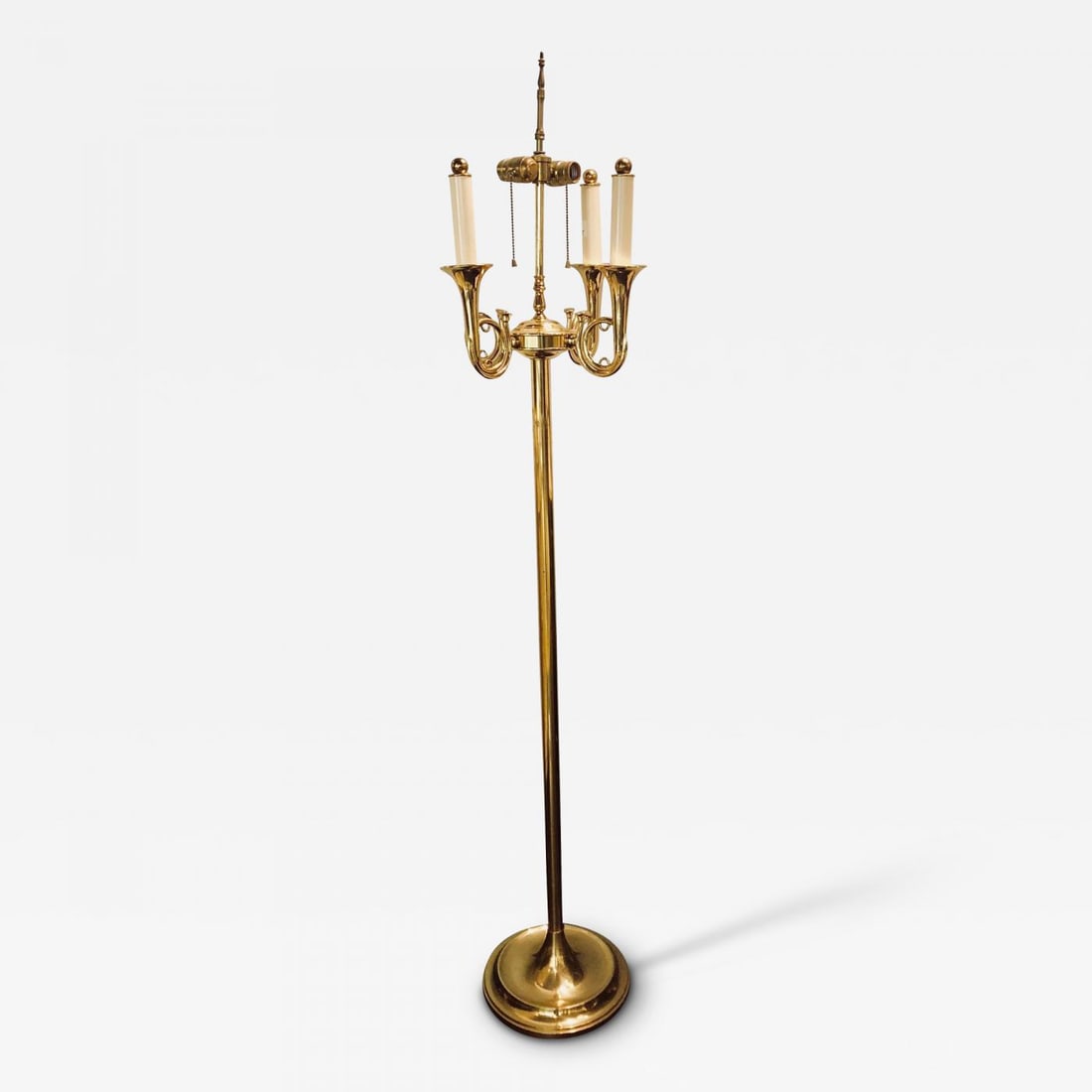 Brass Hollywood Regency Tommi Parzinger Style Trumpet Form Floor Lamp (1 of 9)