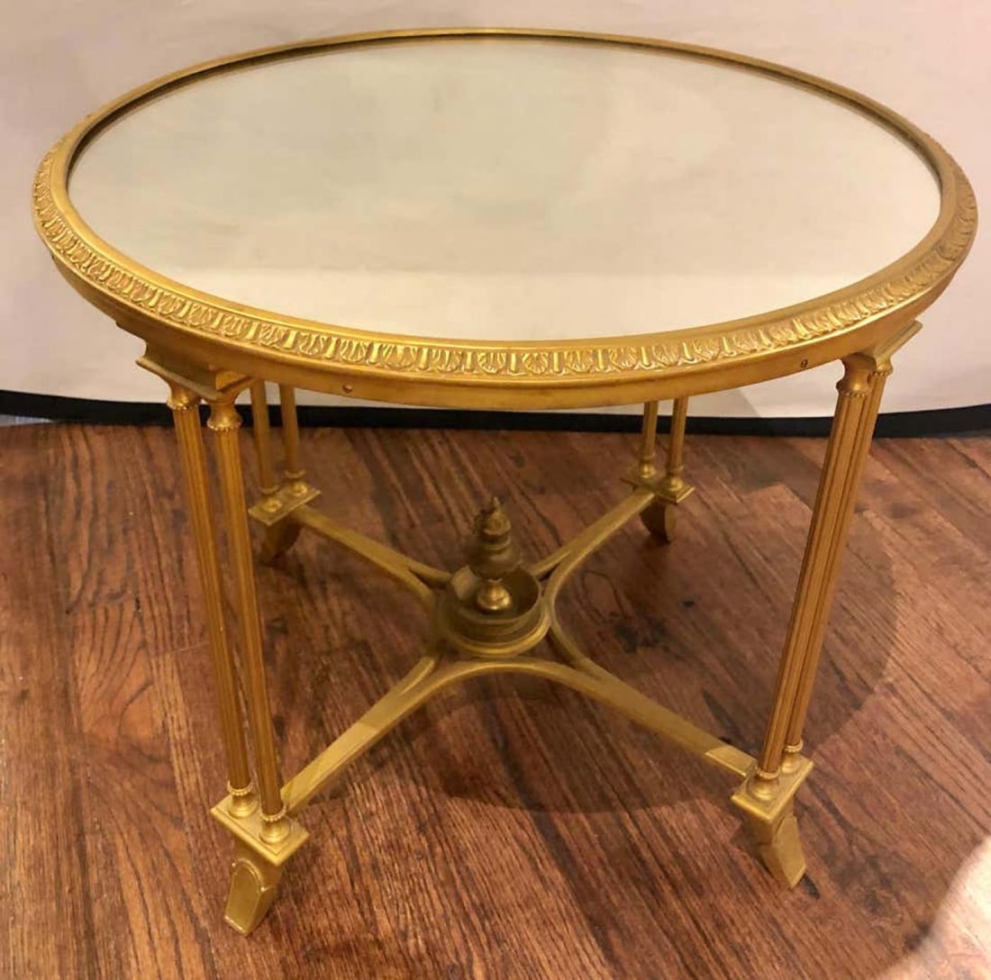 Pair of Bagues Style Gilt Bronze Neoclassical End Tables or Pedestals - 4